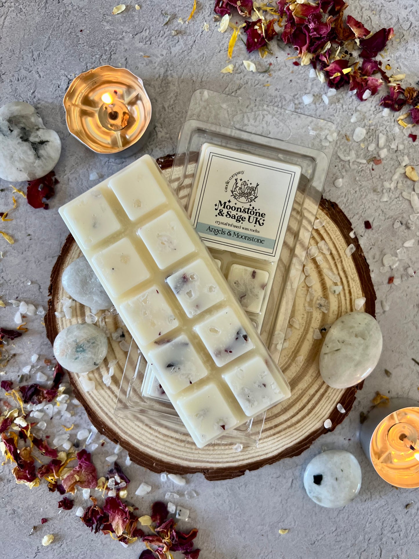 ANGELS Crystal Infused Wax Melt Snap Bar with Moonstone Chips