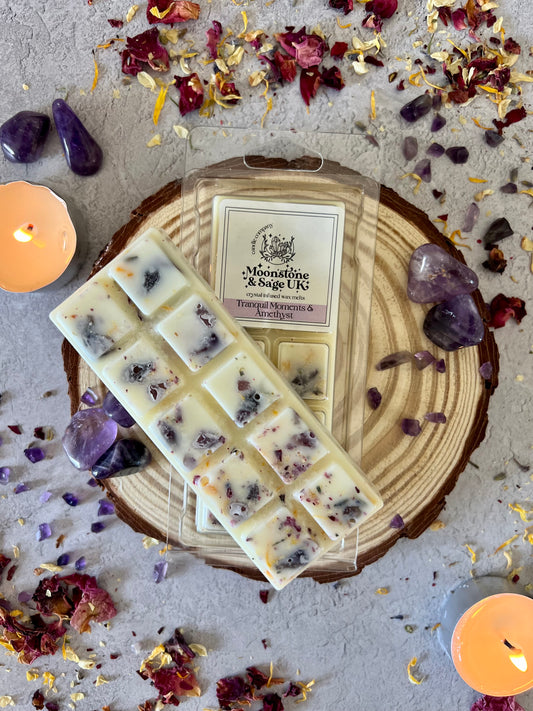 TRANQUIL MOMENTS (Spa Type) Crystal Infused Wax Melt Snap Bar with Amethyst Chips